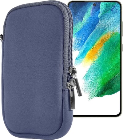 Cadorabo Universele neopreen beschermhoes geschikt voor mobiele telefoons, geschikt voor mobiele telefoons tot 4.5" (Zoll) in GRIJS - Neopreen beschermhoes met polsband