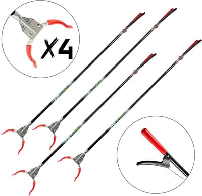 Synx Tools Afvalgrijper 4stuks - met lange steel - 110cm - afvalgrijper voor zwerfvuil - afval grijper