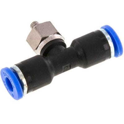 4mm x M 3 inline T-stuk Staal/PA66 Insteekfitting Buitendraad Draaibaar NBR [2 Stuks]