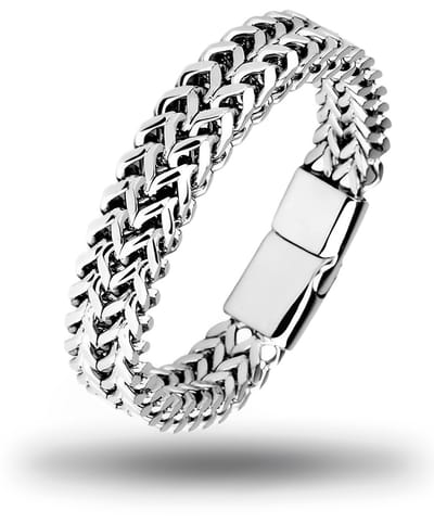 Armband Heren Staal - 20,5cm lengte - Schakelarmband Mauro vinci met geschenkverpakking - Armband staal gepolijst voor heren