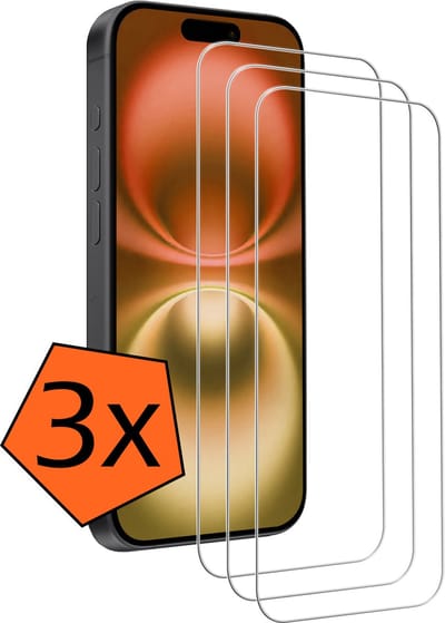 Screenprotector - 3 Stuks - Geschikt voor Apple iPhone 16 - Volledige Dekking - Gehard Glas - Beschermglas - Tempered Glass - Screen Protector