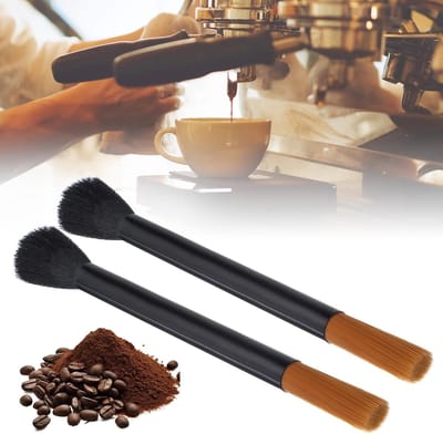 Barista Brush - 2 Pieces - Filter Holder - Cleaning Brush - Double Cup Coffee Brush - Espresso Brush - Coffee Grinder Cleaning Tool - Coffee Powder Brush