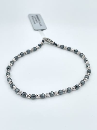 Spadarella Gioielli - SPBR490 - Armband - 925 Zilver - 3mm - Dark hematiet - 19,5 Cm