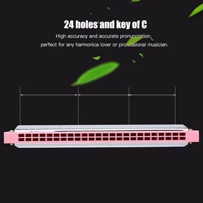 Mondharmonica - Speelgoed Harmonica - Muziek Leren - 24 Gaten C Toets - 18cm Lengte - Roze