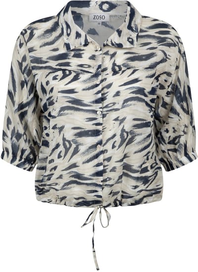 Zoso Blouse Leonie 252 0008-0007 Navy/sand Dames Maat - S