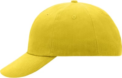 Gele baseballcap - 6 panels pet - 100% katoen met klip sluiting - volwassenen