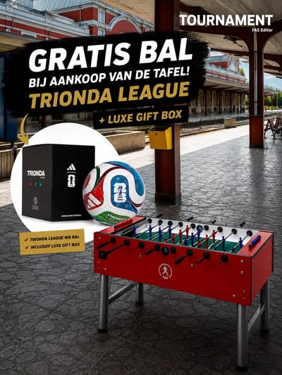 FAS Tournament Voetbaltafel – kantoorgebruik - thuisgebruik - Robuuste Tafel met Tempered Glas - Verstelbare Poten & Nylon Kogellagers - Made in Italy - ijzeren onderstel -