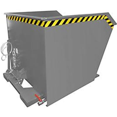 Bauer GU-E 1000 kipcontainer, met zeefplaat & aftapkraan, olie-/waterdicht, geschikt voor vorkheftrucks, B 1280 x D 1640 x H 780 mm, muisgrijs RAL 7005