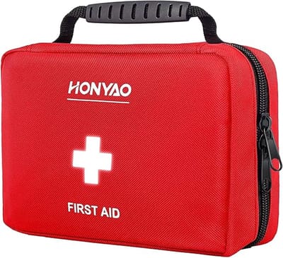 EHBO Kit 222-delig – Complete First Aid Set voor Thuis, Auto, Werk, Sport en Outdoor – Compacte en Draagbare Rode EHBO Tas