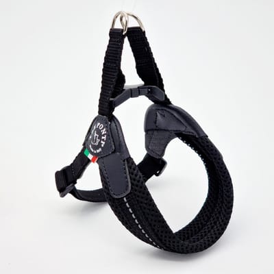 Tre Ponti Fibbia Verstelbaar Hondentuig Mesh Zwart&Reflectie - Hondenharnas - 28-37 Cm Tot 3 Kg