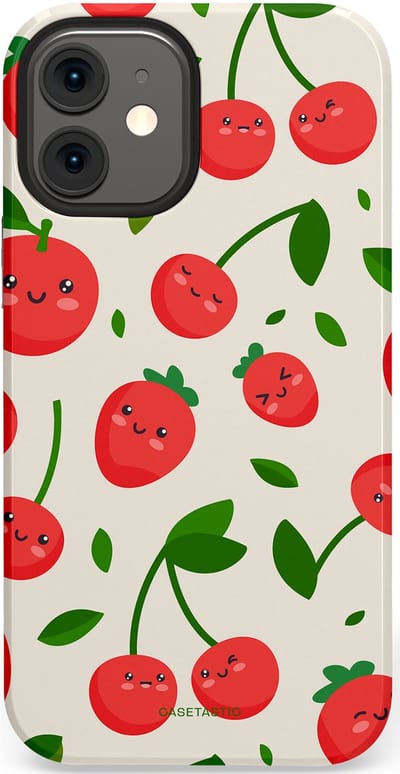 Casetastic Hoesje Geschikt voor Apple iPhone 12 Mini - Stijlvolle Beschermende Duo-layer Case - Knappe Kers