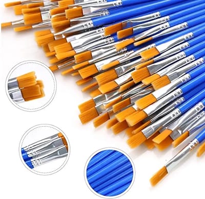 100 Stuks Kleine Penselen Bulk, Penselen Platte Penselen, Ambachtelijke Penselen Voor Klaslokaal Acryl Olie Aquarel Canvas Schminken