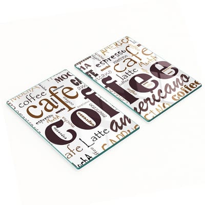Multifunctionele decoratieve snijplanken voor de keuken, gehard glas, koffiekleur, 2x40x52 cm