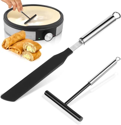 Pannenkoeken Spreader - Beslag Schraper - Perfecte Pannenkoeken Maken - T-Vorm Ontwerp - 32.5 cm Lengte - Zilverkleurig