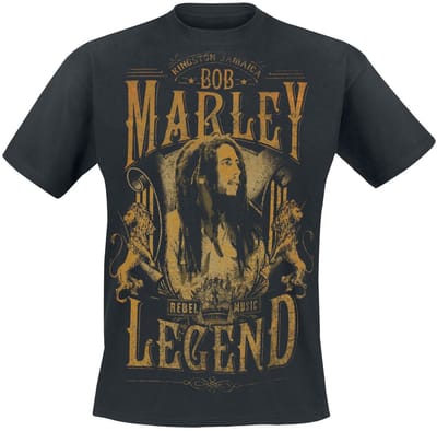 Bob Marley Rebel Legend Heren T-shirt - zwart - 4XL