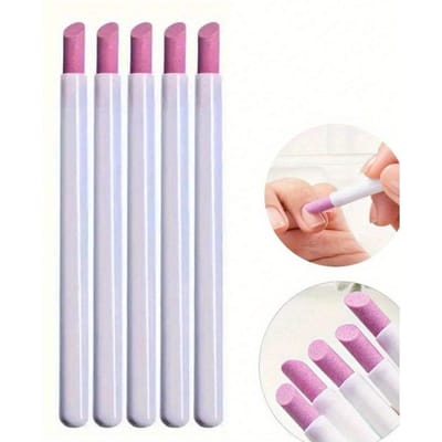 Ensemble de 5 Pièces Manucure Quartz & Céramique Sculpture Polissage Stylo, 45 Degrés Enlève Peaux Mortes & Cuticules Enlève Cuticules Ongles Polissoir à Ongles Pierre Ponce Ongles blanc