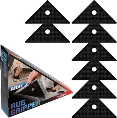 Antislip Tapijtklemmen - Zwart - Driehoekig Ontwerp - Wasbaar en Herbruikbaar - Voor Thuisgebruik