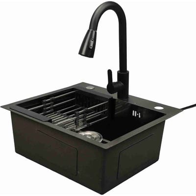 Inbouwkeuken spoelbak Roestvrijstalen Keuken spoelbak Onderbouw Keuken Werkstation met Kraan voor Wastafel Vaatwasser black