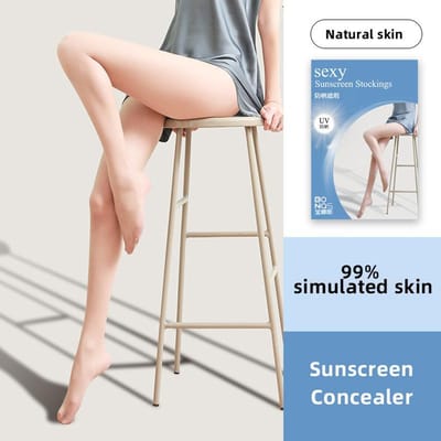 Collants d'été ultra fins à protection UV pour femmes Anti-accrocs Cache-imperfections Chaussettes Effet peau nue et jambe Sans couture Collants fins M