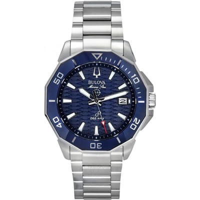 Bulova Marine Star Precisionist roestvrij staal blauwe wijzerplaat quartz duikhorloge 96B433 200M herenhorloge blauw