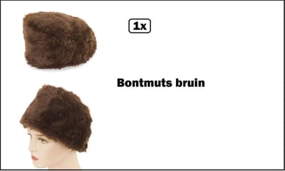 KIDS Bontmuts bruin mt.55/56 - Pluche - Thema feest carnaval party festival winter Carnaval optocht