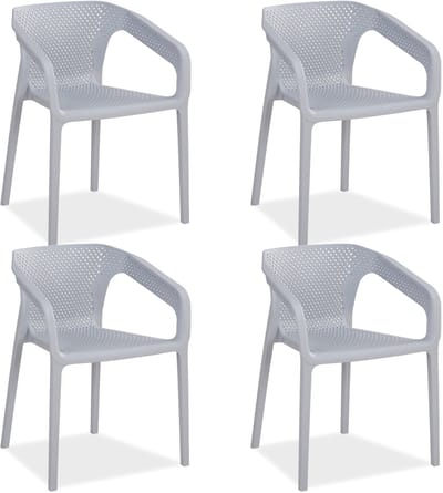 Homestyle4u Tuinstoelen - Set van 4 - Stapelstoelen - Kunststof - Grijs