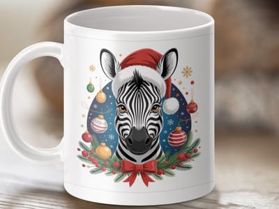 Mok Kerst Zebra mok, feestelijke mok, kerstcadeau idee, dieren mok, uniek cadeau, koffiemok, theemok, gepersonaliseerde mok