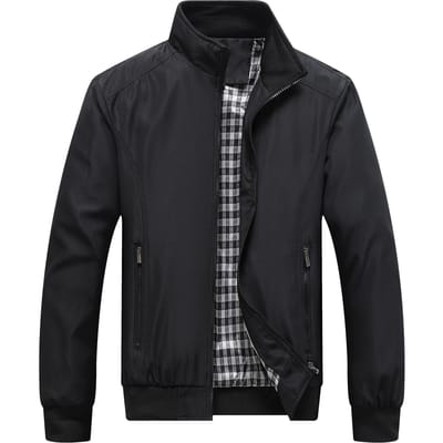 Kleurafstemming Heren Zakelijk Jasje Dun Opstaande Kraag Jas Casual Lente en Herfst Grote Maat Heren Losse Jas 4XL black