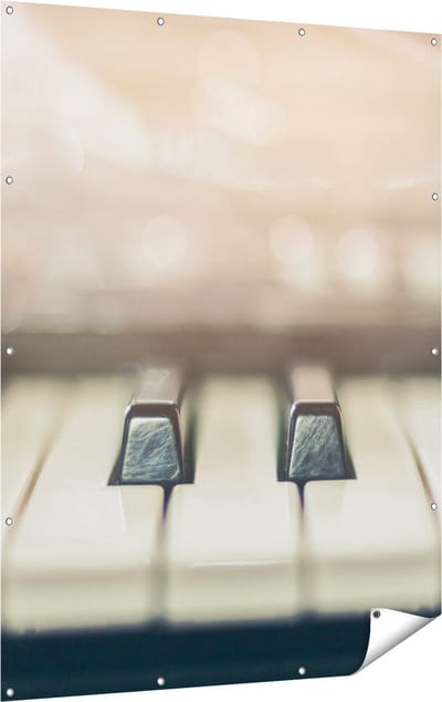 Gards Tuinposter Piano Toetsenbord - 120x160 cm - Tuindoek - Tuindecoratie - Wanddecoratie buiten - Tuinschilderij