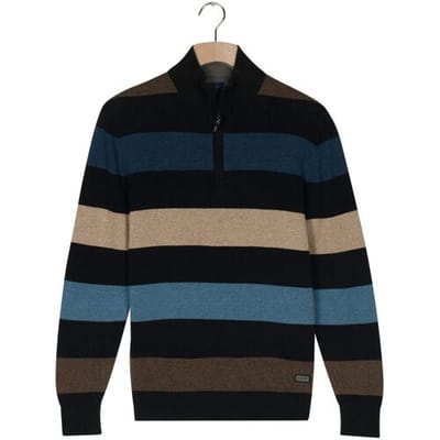 Baileys Trui Half Zip Allover Two Tone Multi Stripe Midden Blauw-Multi / male
