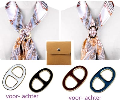 2 stuks Youhomy sjaal spelden dubbelzijdig - Sjaalklem Zwart, Wit, Rood, Beige - Sjaal Klem 3,5x6cm - Sjaal Ring - Rond ovaal| Cadeau voor vrouwen| Moederdag cadeau| Valentijnsdag Kerst cadeau dames