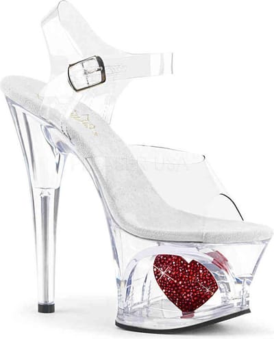 Pleaser - MOON708HRS Sandaal met enkelband, Paaldans schoenen - Paaldans schoenen - 35 Shoes - Transparant
