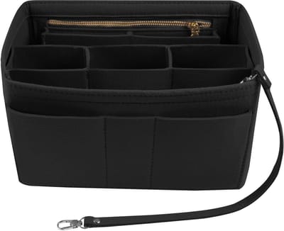 Famanu - Vilten handtas organizer, draagtas organizer insert handtas met meerdere compartimenten, grote capaciteit vrouwen reizen make-up organizer opbergzakje