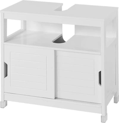 Simpletrade Wastafel onderkast - Badkamerkast - Schuifdeur - Vloerbeschermers - 60x61x30 cm