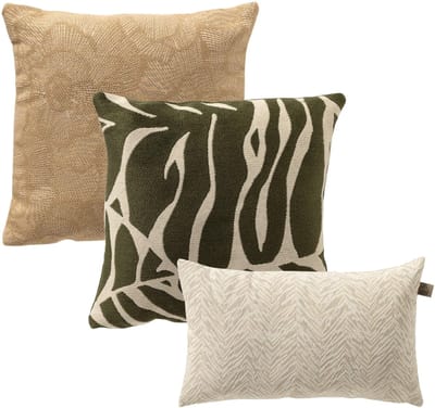 Dutch Decor - KUSSENSET - 3-delig - Secret Oasis - 45x45 cm, 30x50 cm - inclusief binnenkussens - groen, beige - Met Ritssluiting – Decoratie Kussens - Comfortabele kussentjes voor op de Bank
