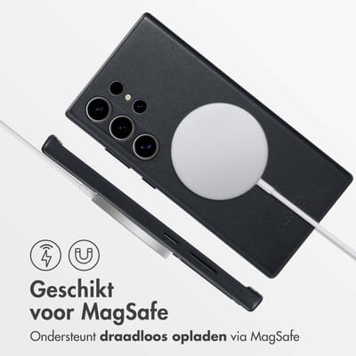 Accezz MagSafe Leather Backcover voor de Samsung Galaxy S24 Ultra - Onyx Black