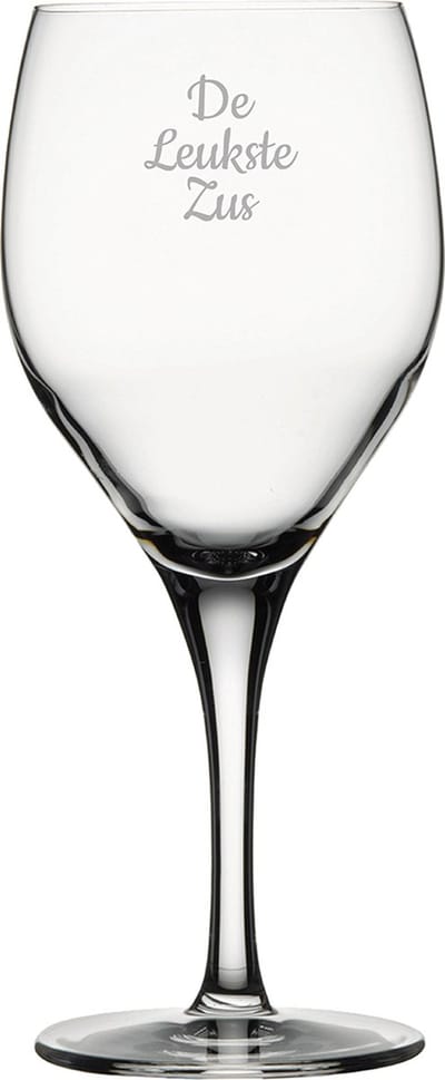Gegraveerde Rode wijnglas 42,5cl De Leukste Zus