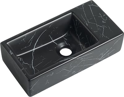 Fontein Mia 40.5x20x10.5cm Nero marmerlook zwart rechts zonder kraangat