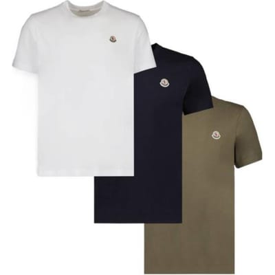 Moncler Logo Ronde Hals Korte Mouw T-shirt 3-Pack Heren Tops K10918C00026829H83P3 XL black