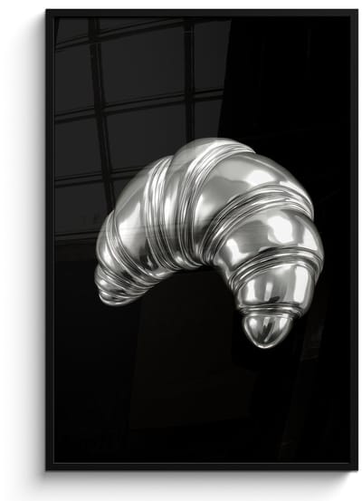 Poster in lijst - Fotolijst 80x120 cm - Posters - Croissant - Metaal - Zilver - Posterlijst zwart - Decoratie - Wanddecoratie woonkamer - Muurdecoratie slaapkamer