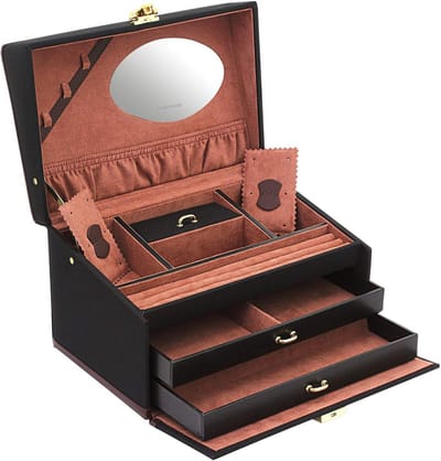 Grote Sieradenkoffer met Spiegel - Luxe Sieradenkistje met Automatische Lade