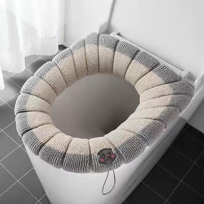 Universele toiletbrilhoes Pompoenpatroon Closestool Mat Zacht Warm Toiletbrilkussen Badkamer Wc-dekselaccessoires gray