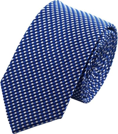 Fako Fashion - Skinny Stropdas - DLX - 145cm - Donkerblauw Gewafeld