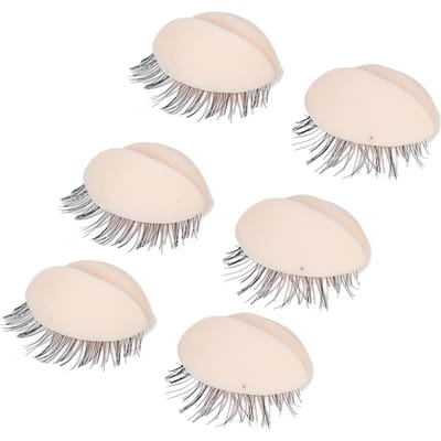 3 Paar Mannequin Hoofd Oogleden met Wimpers voor Wimperextensions Enten Training Oefenen Roze roze