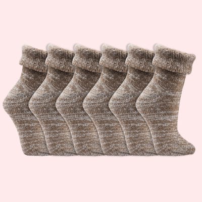 Wollen sokken | Thermo sokken | Kleur: Beige | Diverse maten | 6 paar