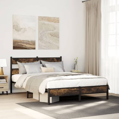 vidaXL - Bedframe - zonder - matras - hout - gerookt - eikenkleurig - 107x203 - cm
