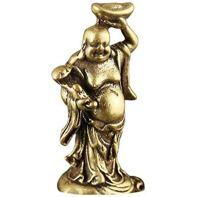 Koperen Maitreya Boeddha Miniaturen Beeldjes Zak Messing Kleine Beeld Ornamenten Woondecoratie Ambacht voor Woonkamer Bureau Decoratie