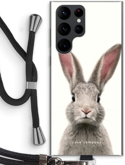 Case Company® - Hoesje met koord geschikt voor Samsung Galaxy S22 Ultra hoesje met Koord - Daisy - Telefoonhoesje met Zwart Koord - Bescherming aan alle Kanten en Over de Schermrand