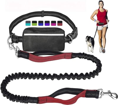 Handsfree Hondenriem - Verstelbare Riem - Hond Uitlaten - Met Opbergzakje - Verstelbaar - Rood