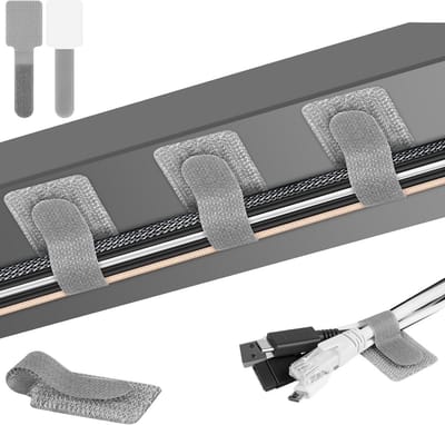 Dailygoody - Zelfklevende kabelbinders - Kabelorganizer voor bureau - Grijs - Klittenband kabelbinders - 36 stuks - Voor tv, pc, laptop